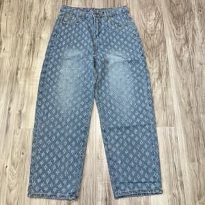 Unique Ripped Jeans Women's with Floral Cut-Out Design Unbranded Size W30 L27